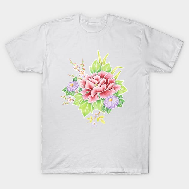 Kimono Bouquet Ditsy Chintz T-Shirt by PatriciaSheaArt